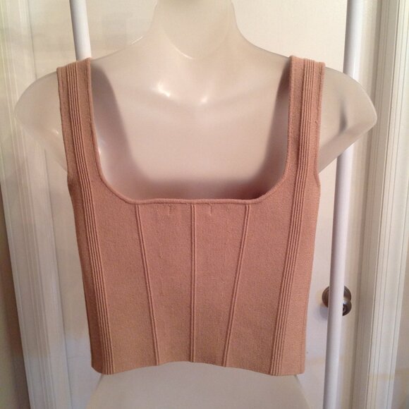 all : row The Millie Crop Tank Top Sweater Beige Tan M - Picture 4 of 10